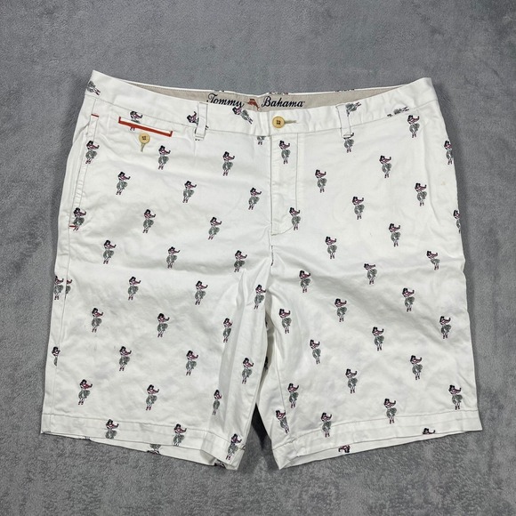 Tommy Bahama Other - Tommy Bahama Chino Shorts Mens 40 White Hula Girl‎ Embroidered Stretch READ